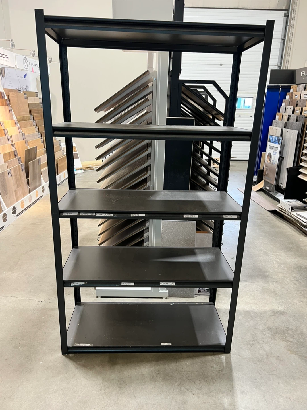 Black Metal Display Shelf, dismantled and ready for pick up
