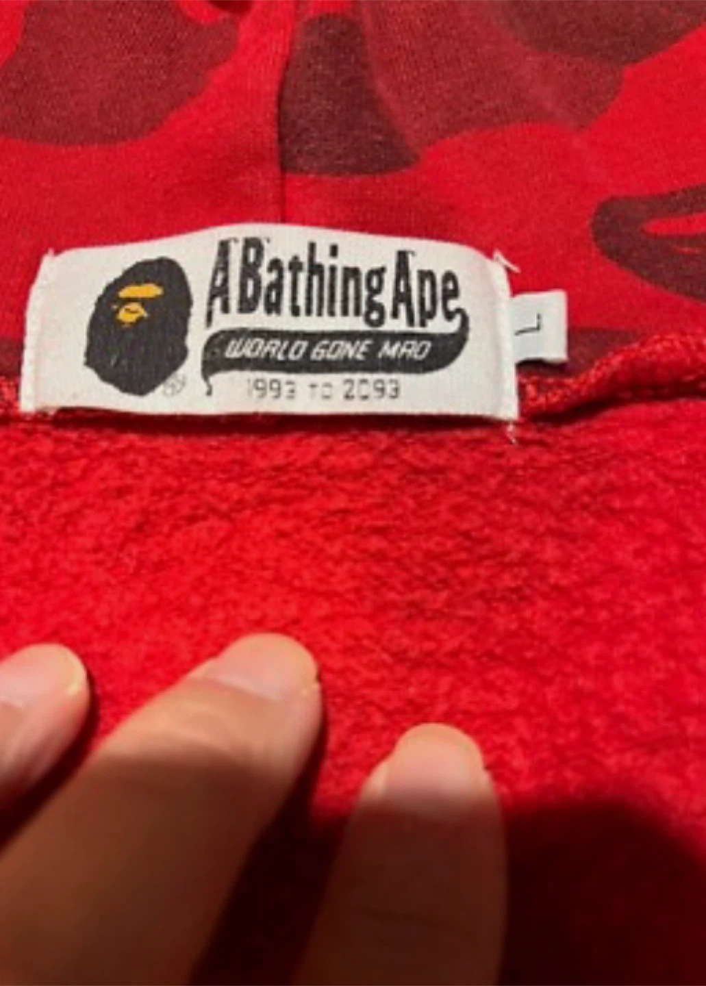 A Bathing Ape BAPE Red Camo Shark Hoodie - L - photo 2