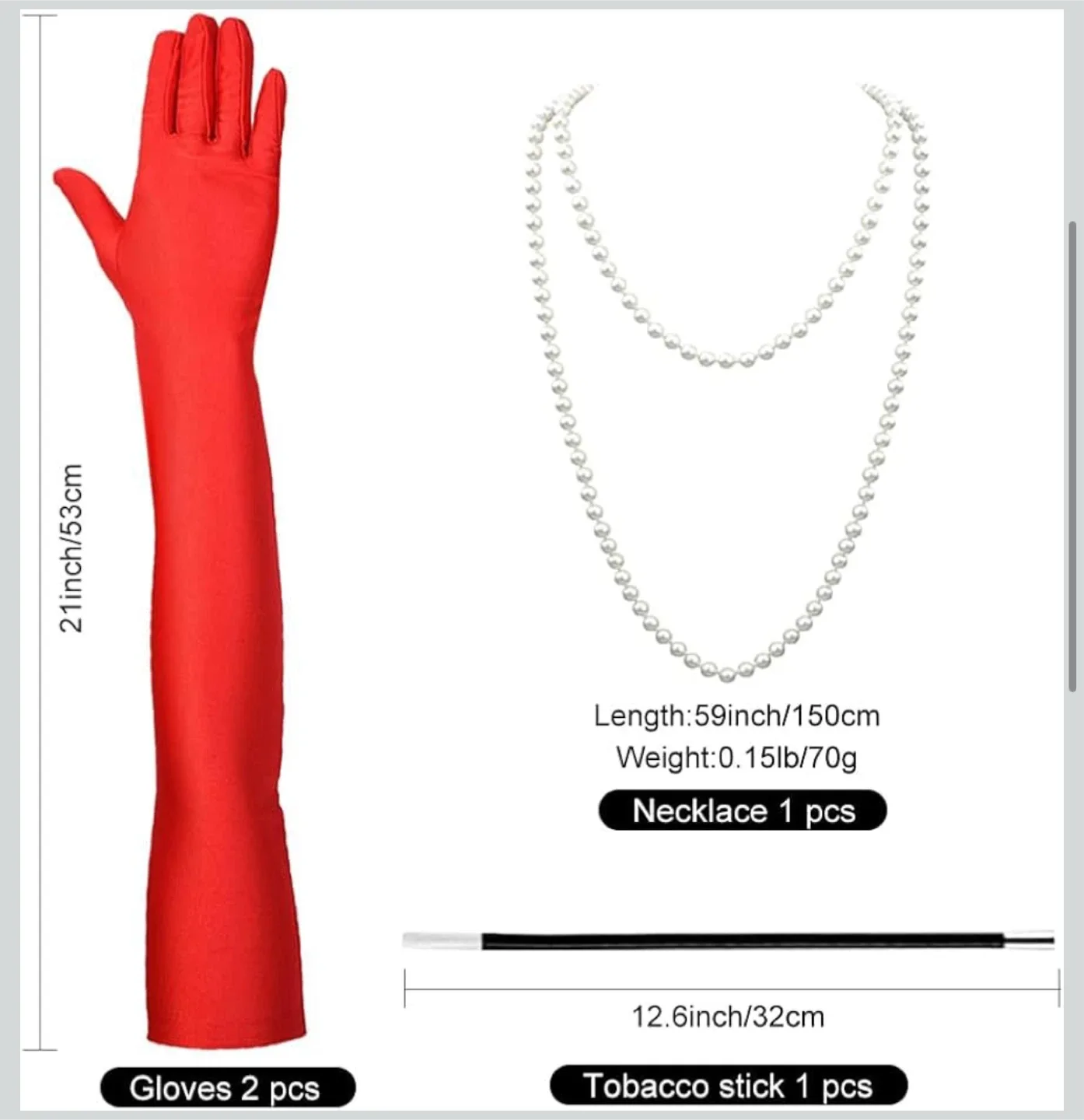 Cruella De Vil Costume Wig, Gloves, Necklace, Wand image indicator(3)