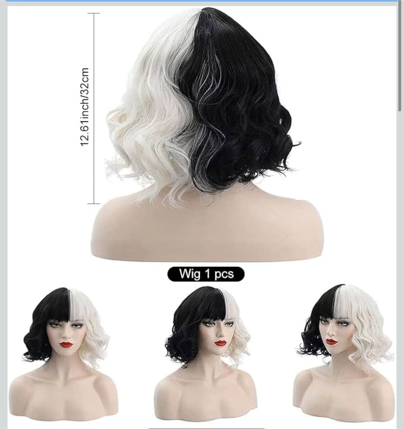 Cruella De Vil Costume Wig, Gloves, Necklace, Wand image indicator(2)