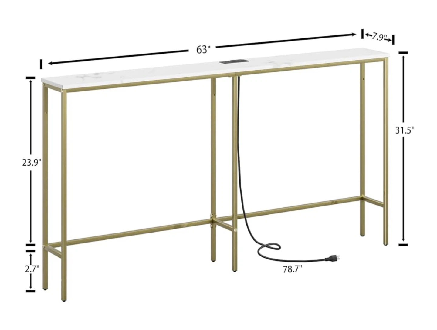 63 Inch Console Table with Power Outlet - NEW - photo 3