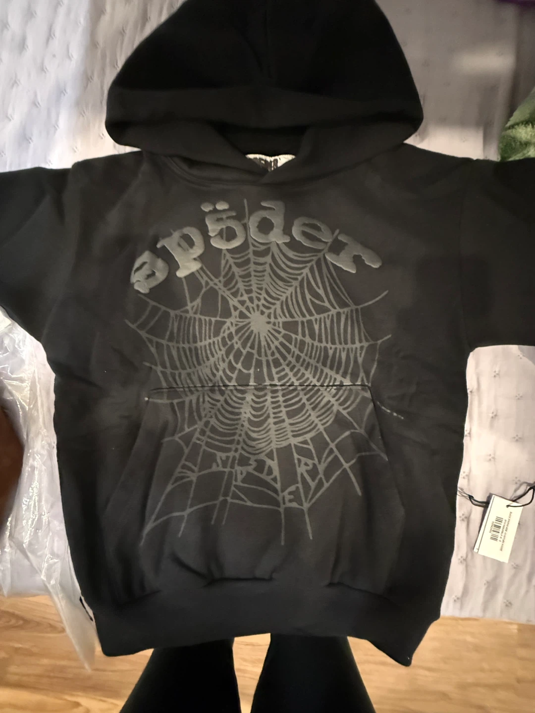 Sp5der Black Hoodie Size S