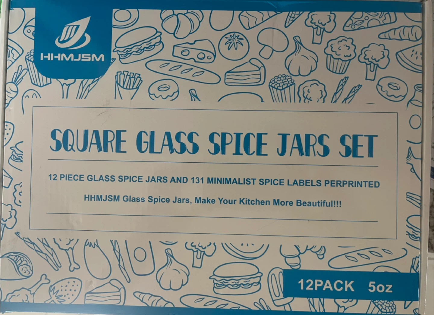 HHMJSM Square Glass Spice Jars Set - 12 Pack - photo 3