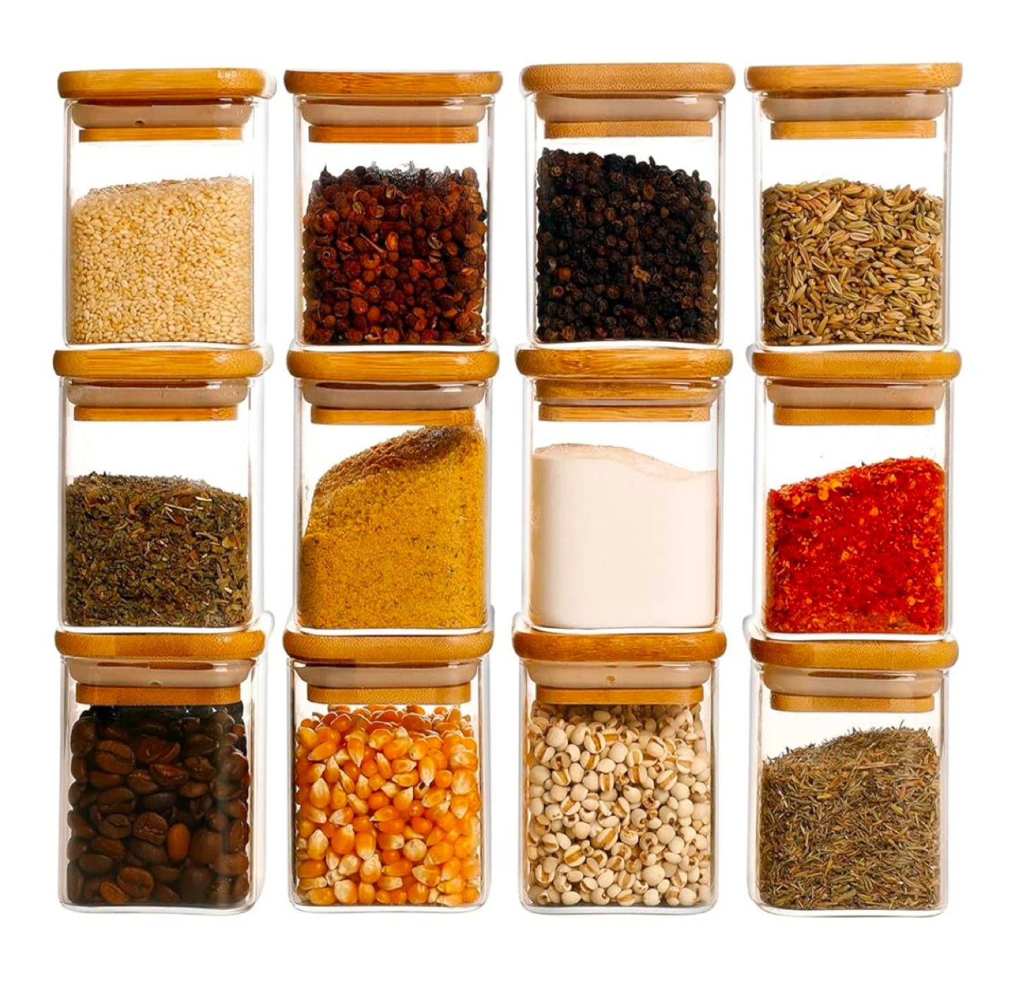 HHMJSM Square Glass Spice Jars Set - 12 Pack - photo 4
