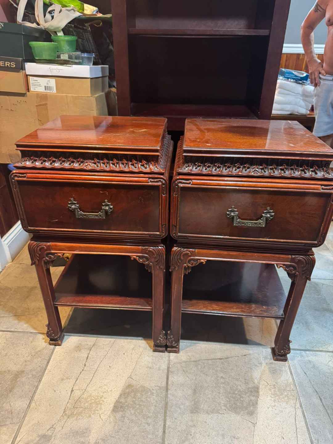 Pair of Vintage Wooden Nightstands