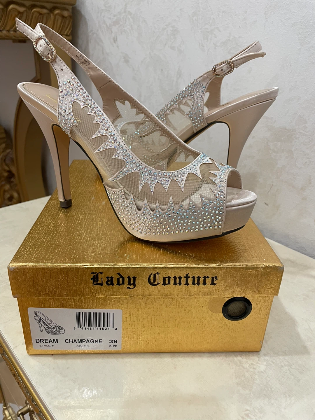 Lady Couture Dream Champagne Heels - Size 39