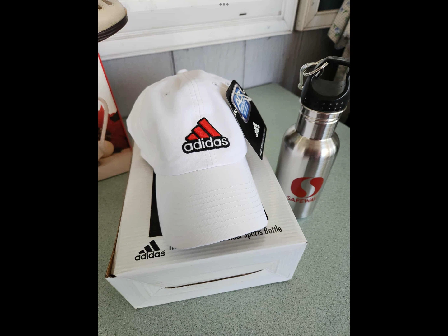 New Adidas Hat & Safeway Stainless Steel Water Bottle Set