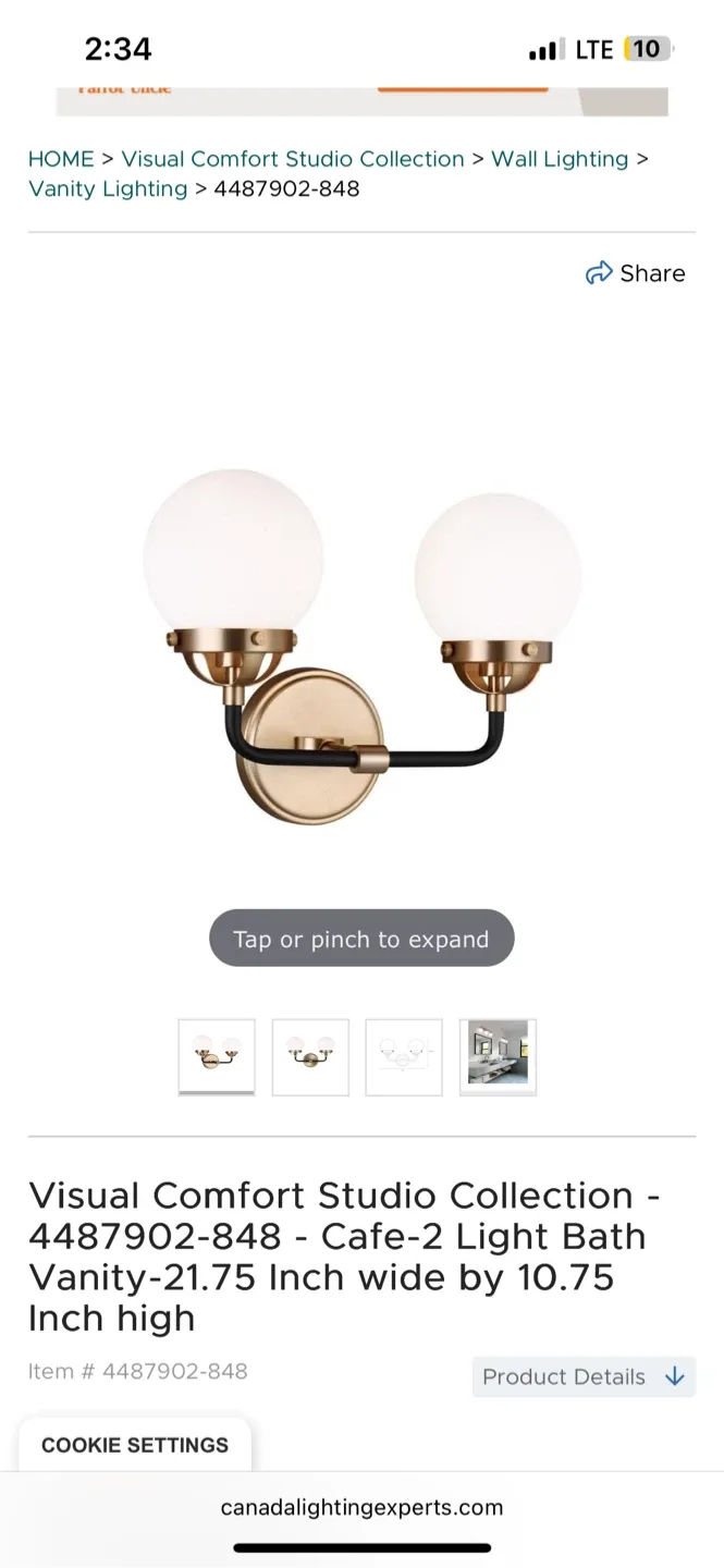 HAHZT Cafe-2 Light Bath Vanity Light - NEW! thumbnail