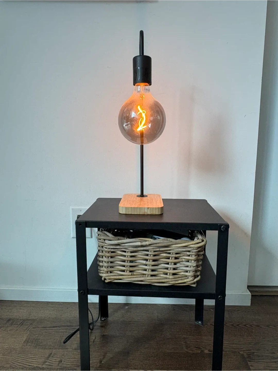 2x Table Lamps with metal bedside tables and baskets thumbnail