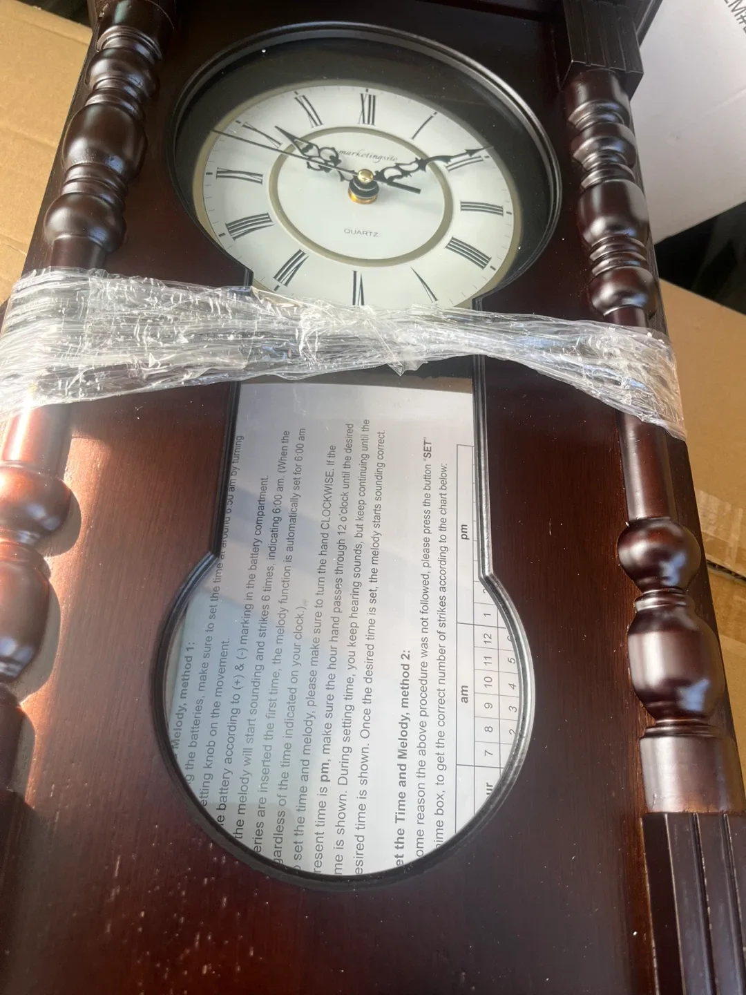 Grandfather Wood Wall Clock with Chime - Walnut image indicator(2)