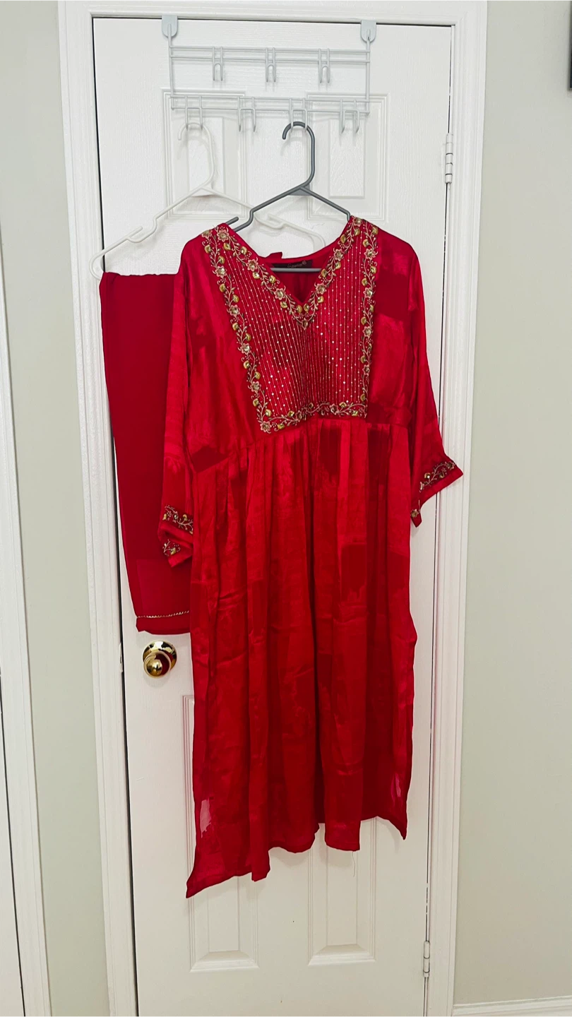 Pink kurti with pants - photo 3