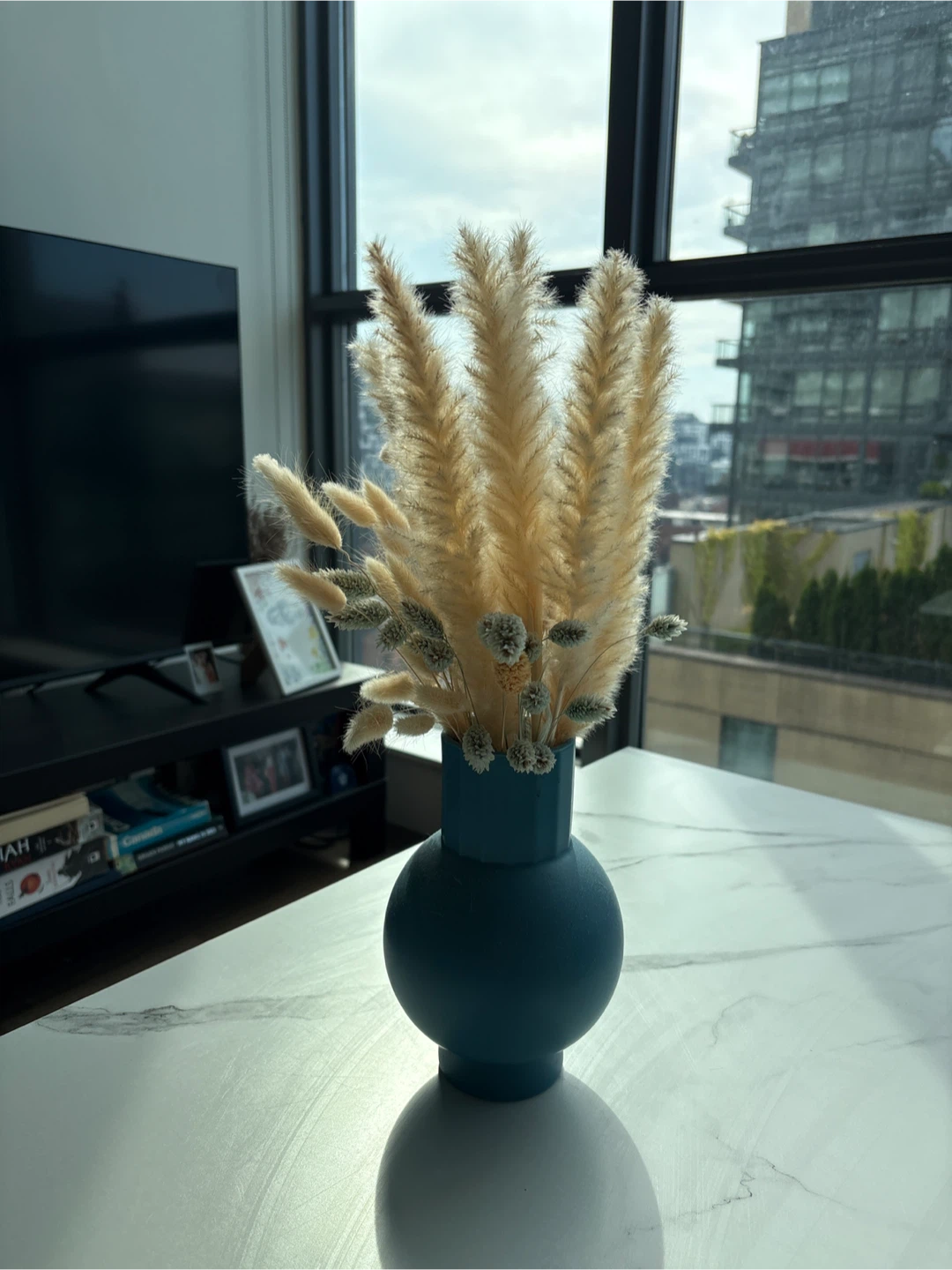 Blue Vase with Dried Flowers