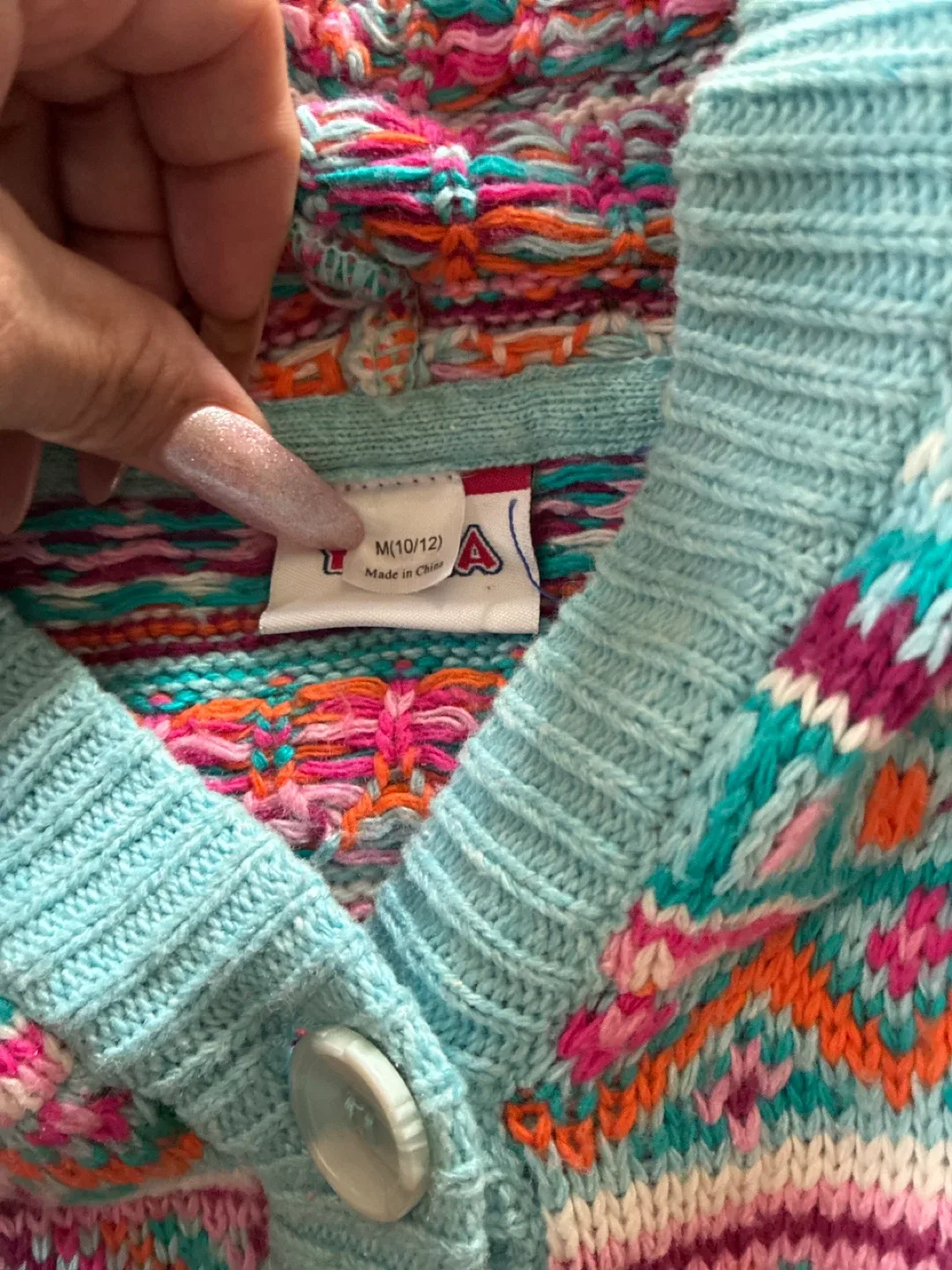 Yigga Girls' Colorful Knit Cardigan - Size M (10/12) image indicator(2)