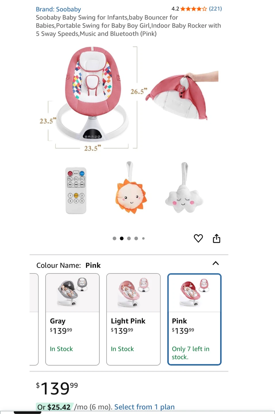 Soobaby Baby Rocking Chair - Pink - Brand New - photo 2