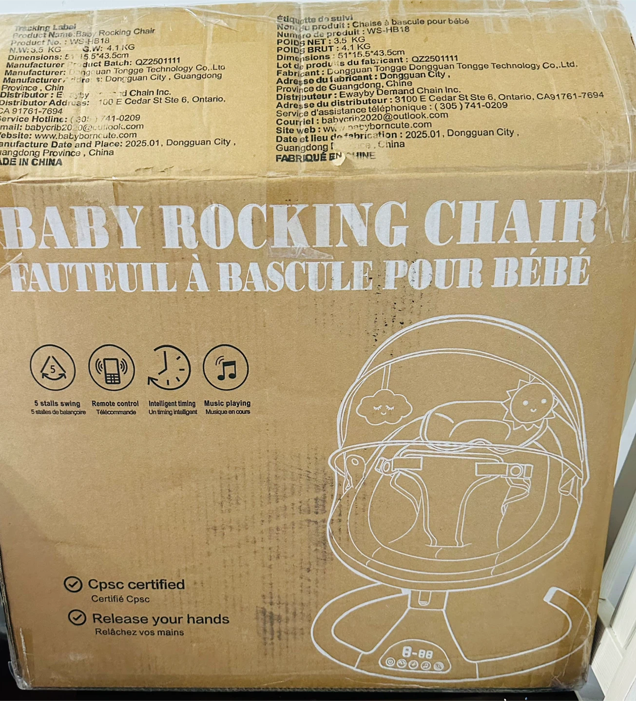 Soobaby Baby Rocking Chair - Pink - Brand New - photo 5