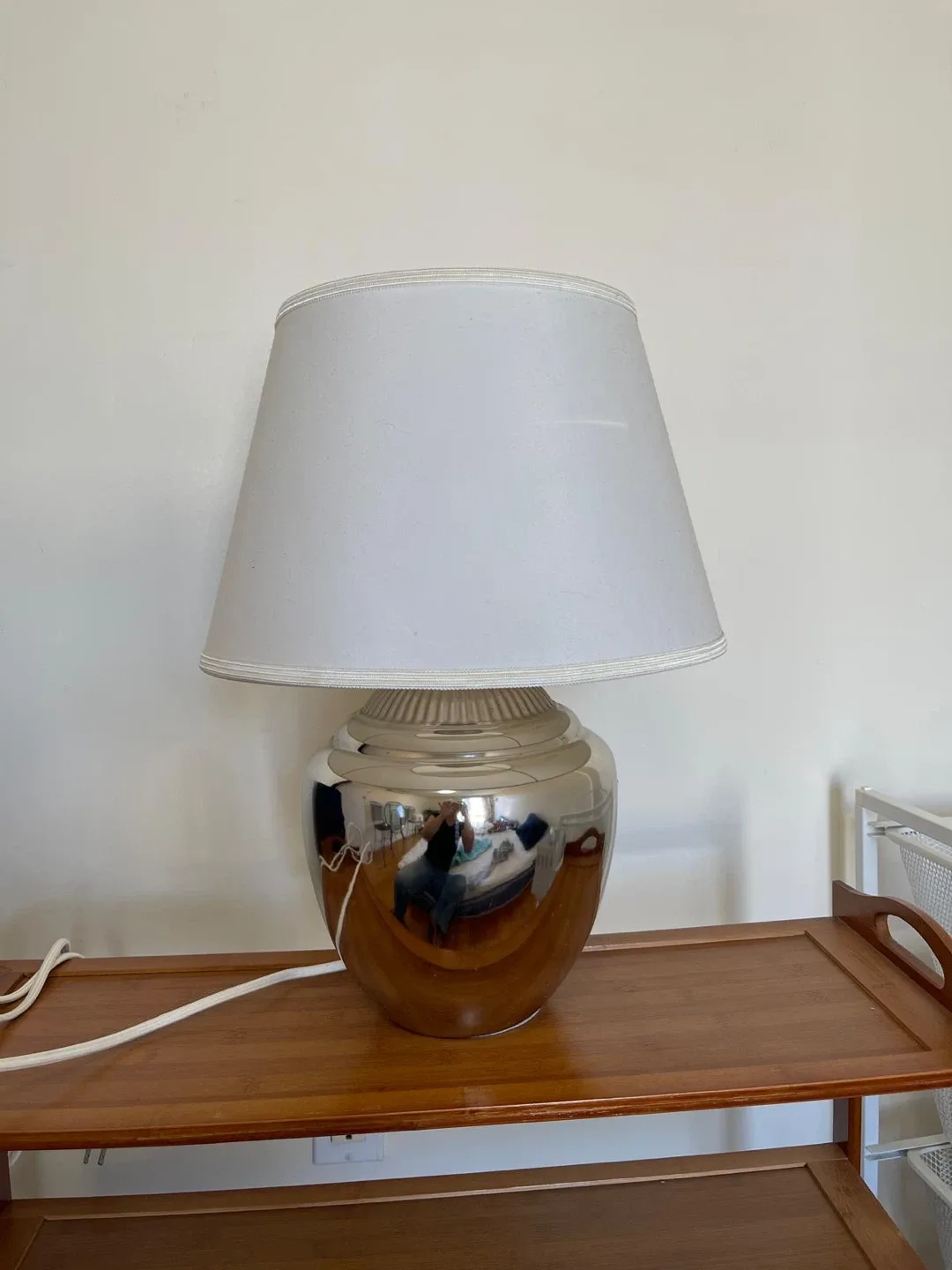 Silver Table Lamp with White Shade🌸 thumbnail