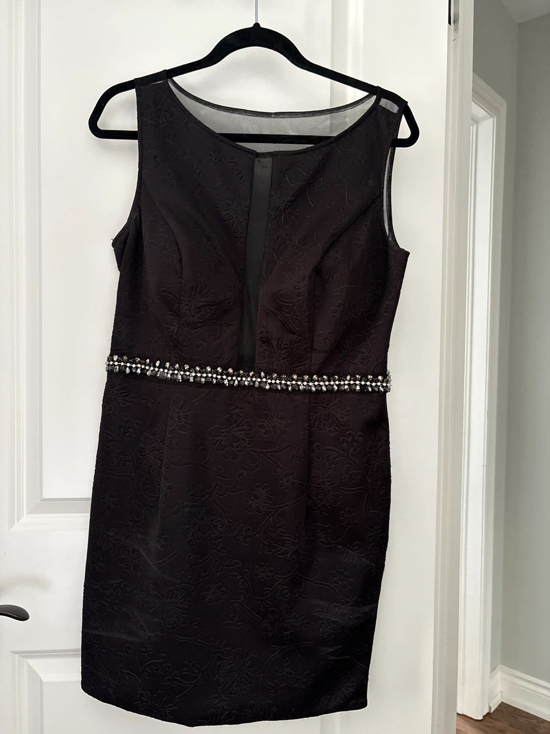 Black Dress with Embellished Waist