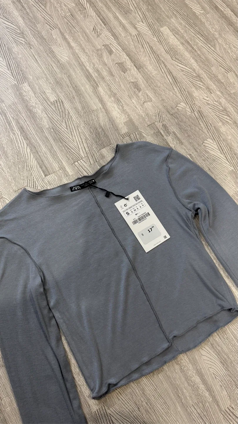 Zara Grey Long Sleeve Top - Size S image indicator(3)