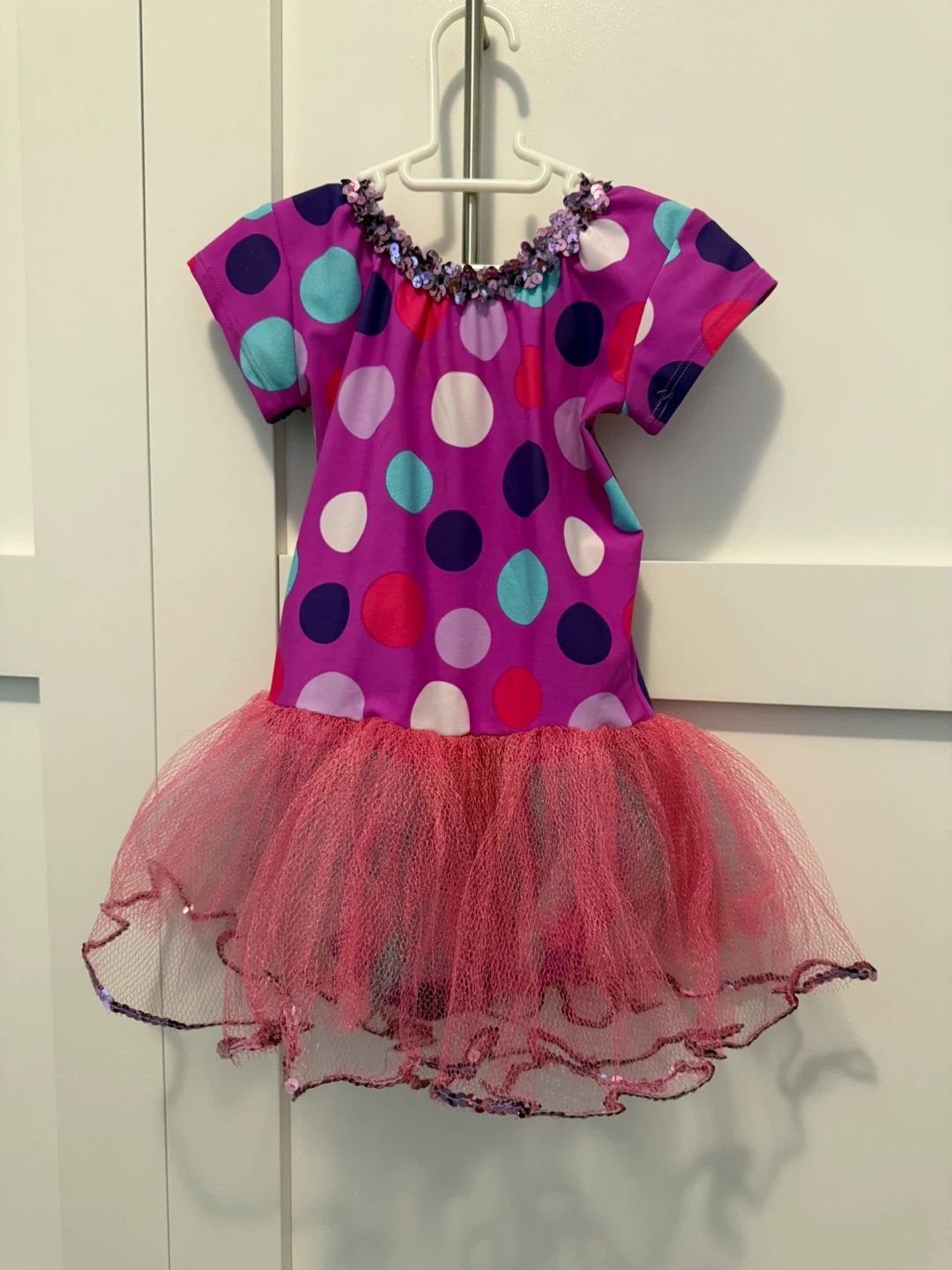 Girls' Polka Dot Dress with Tulle Skirt