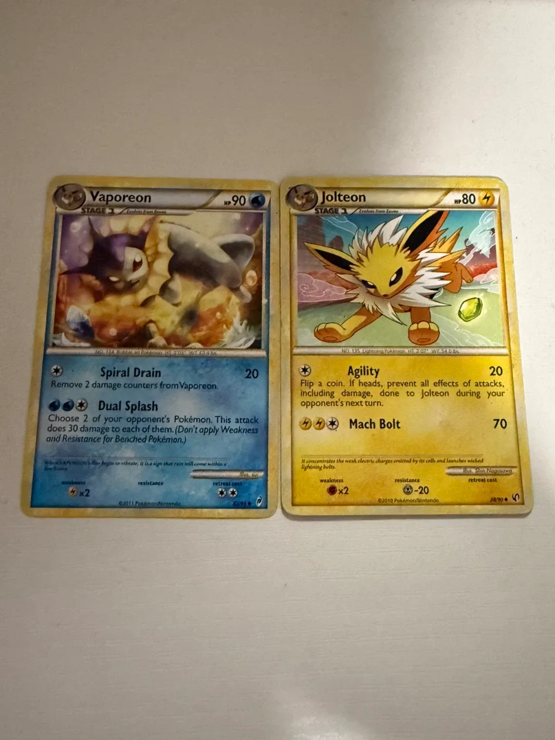 Vaporeon & Jolteon Pokemon Cards