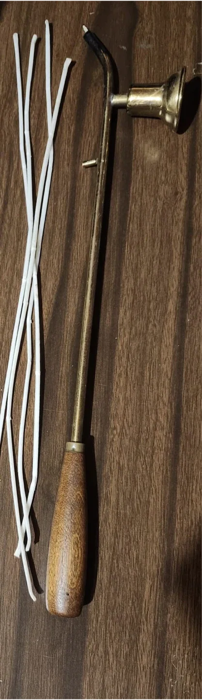 Vintage Brass Candle Snuffer with Wick Trimmer image indicator(2)