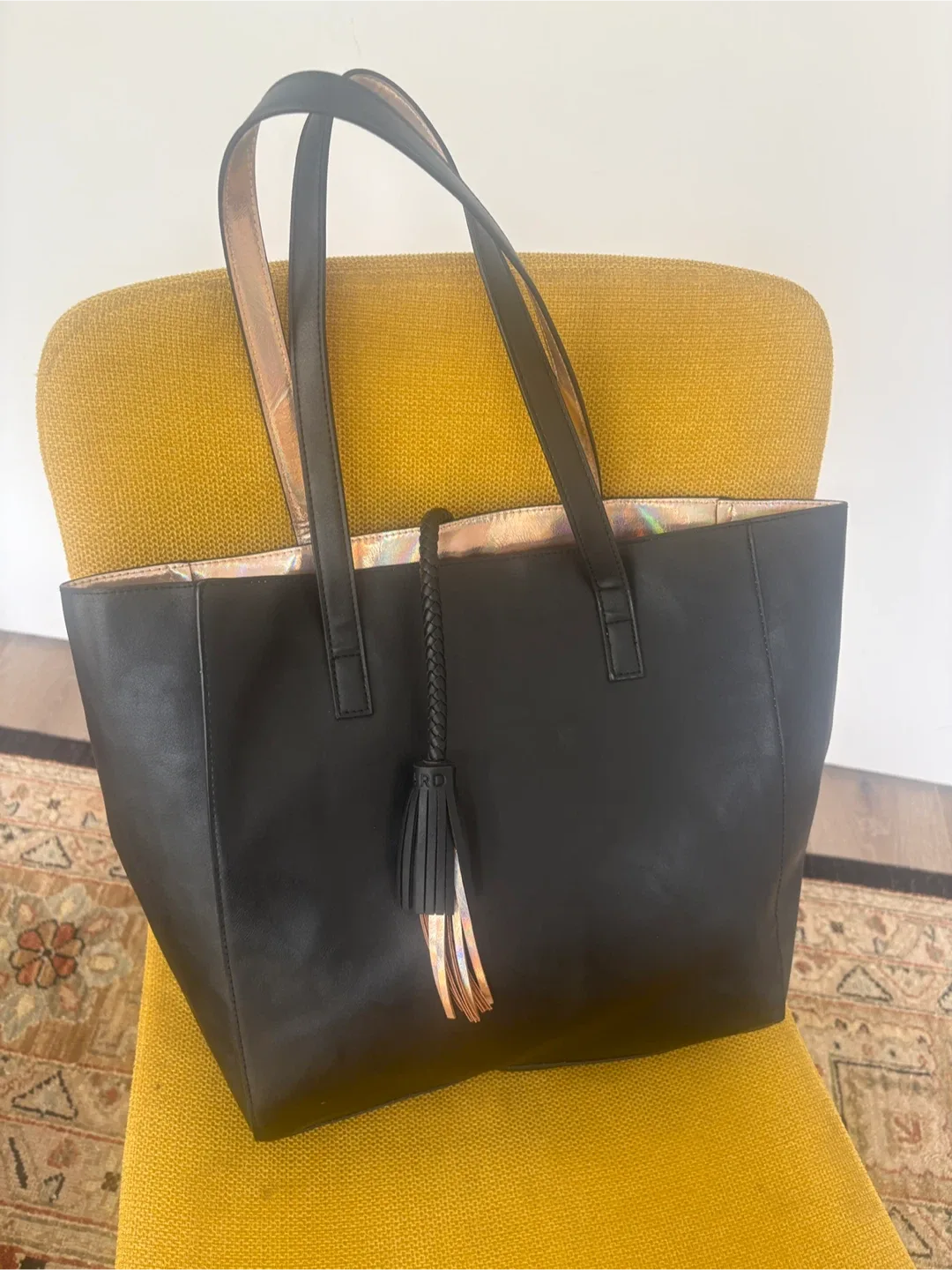 Black Tote Bag with Tassel thumbnail