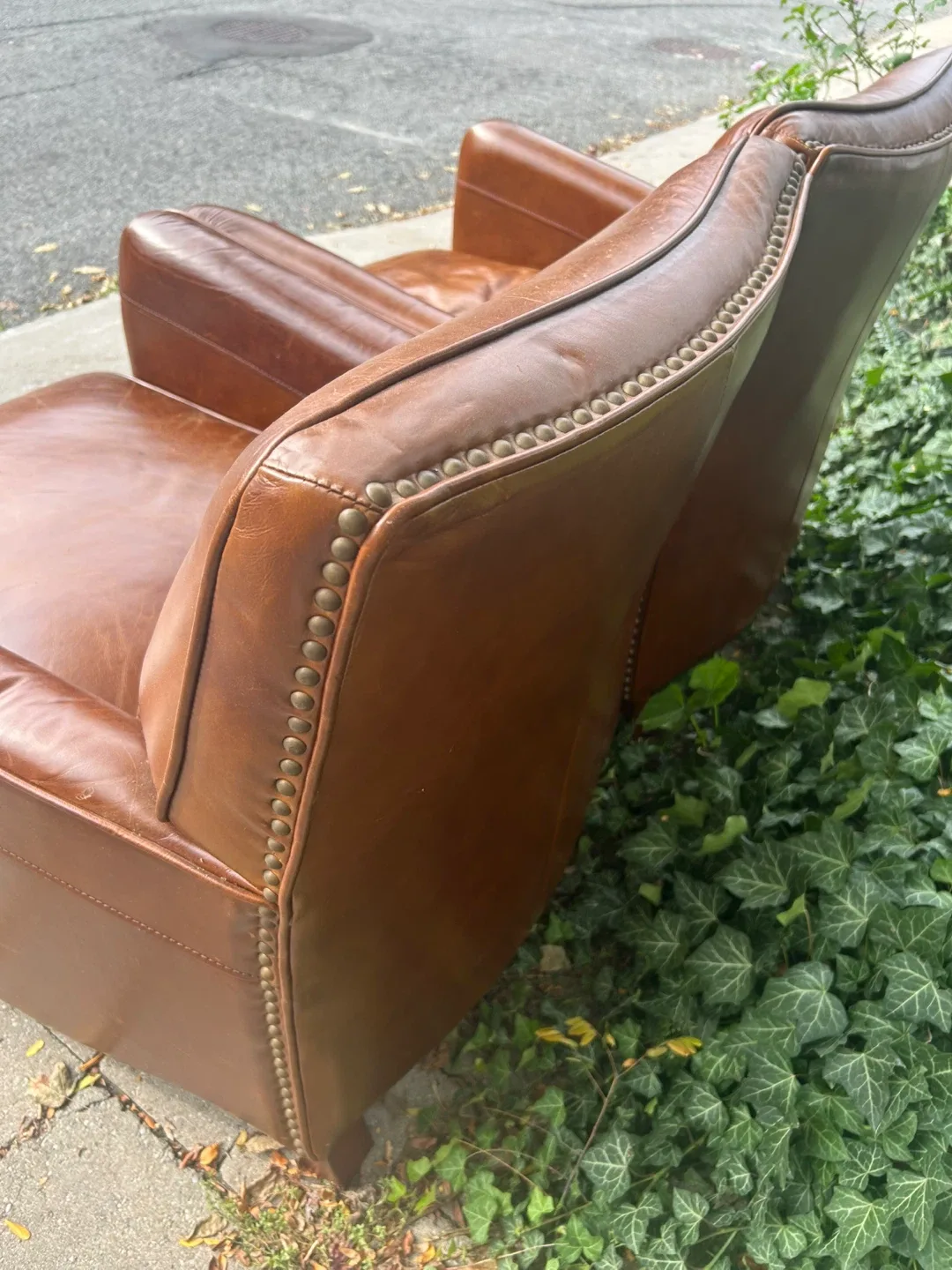 Pair of Brown Leather Armchairs image indicator(6)