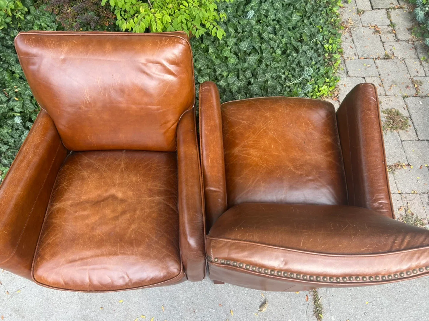 Pair of Brown Leather Armchairs image indicator(2)
