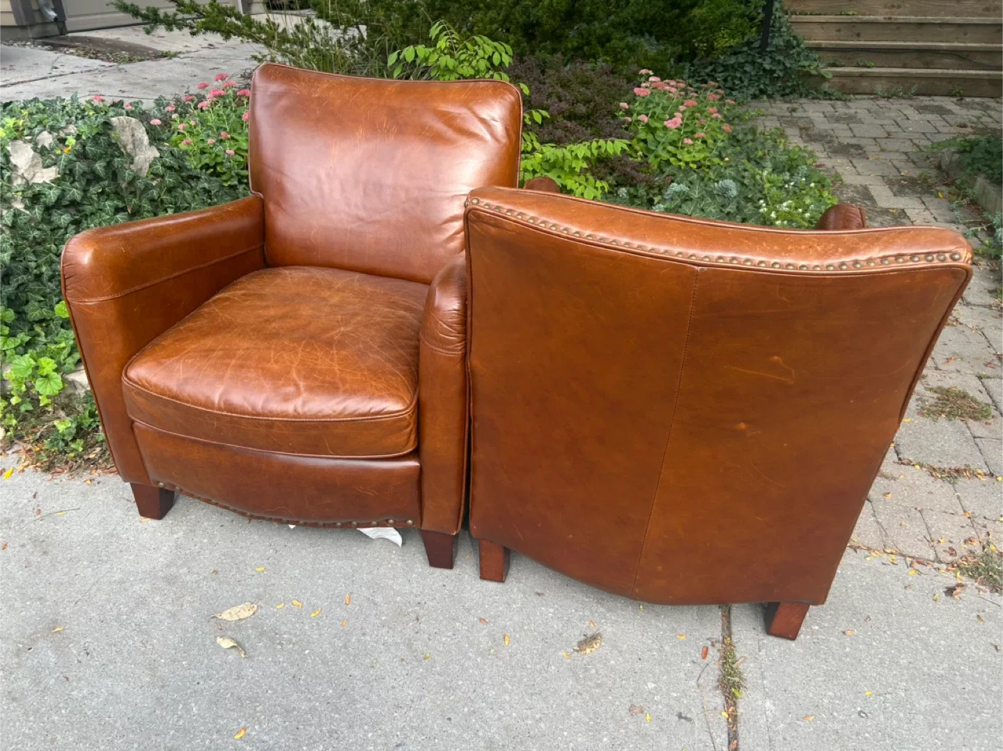 Pair of Brown Leather Armchairs image indicator(3)