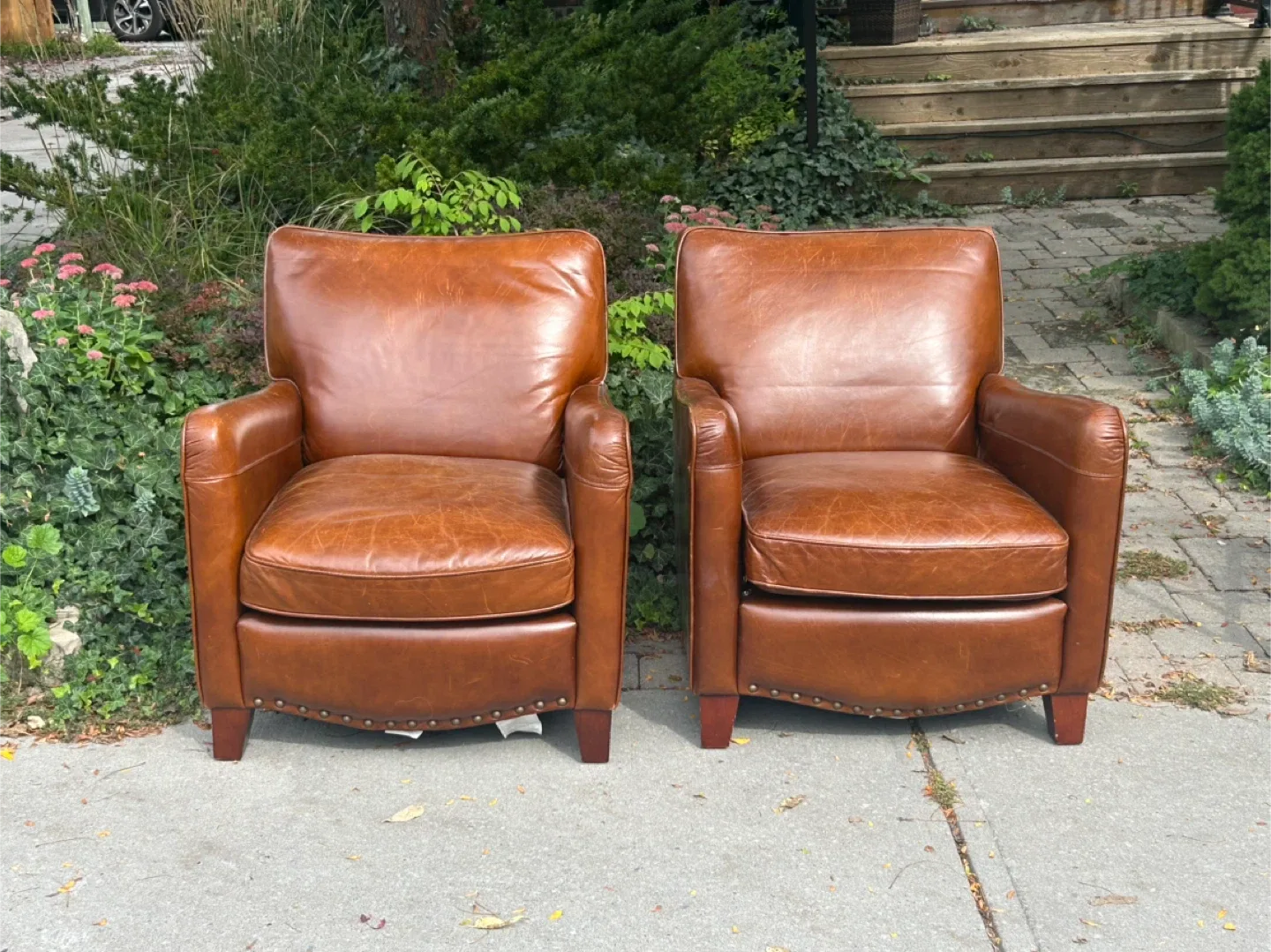 Pair of Brown Leather Armchairs thumbnail
