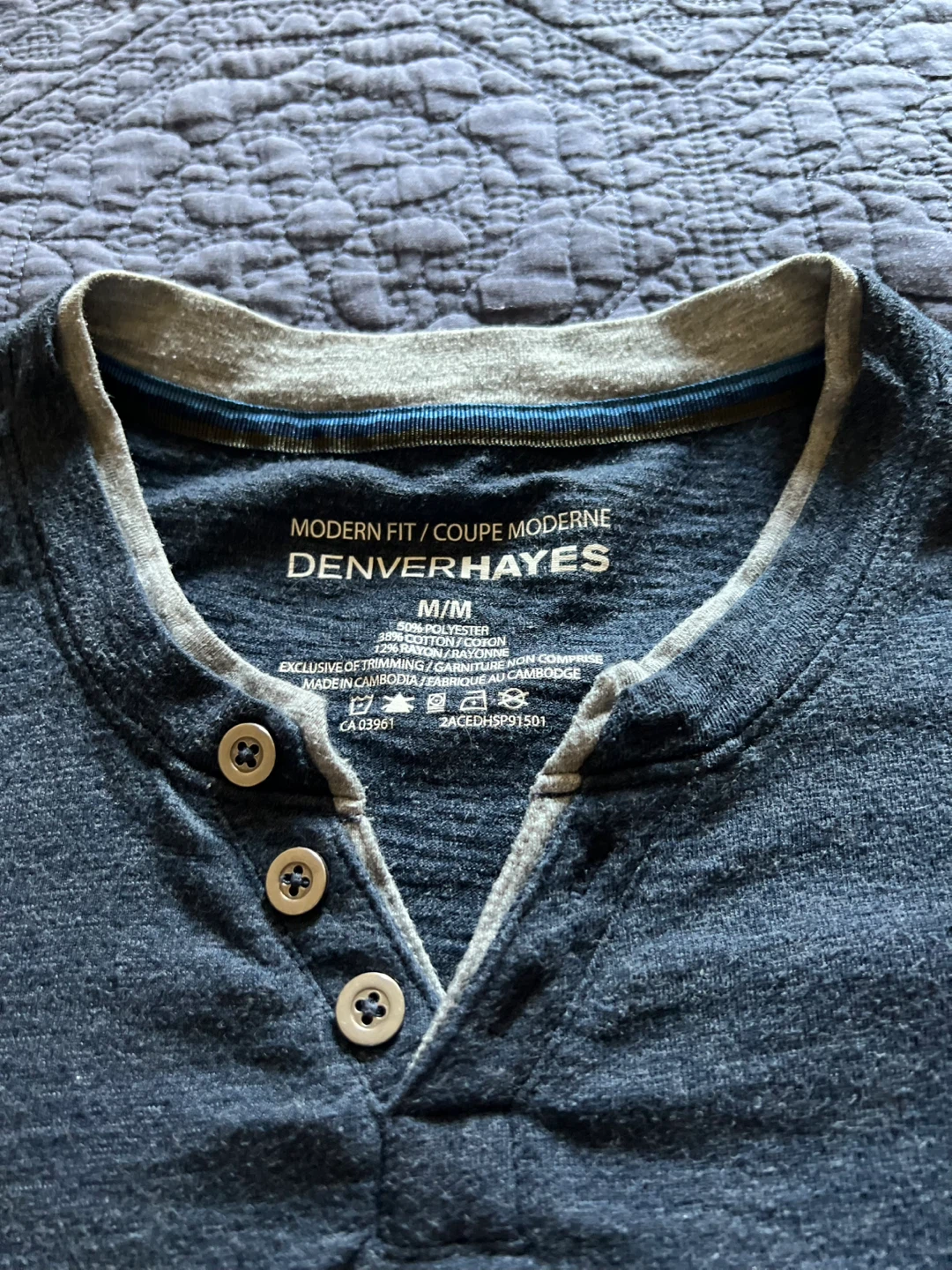 Denver Hayes M/M Blue Henley T-Shirt - photo 3