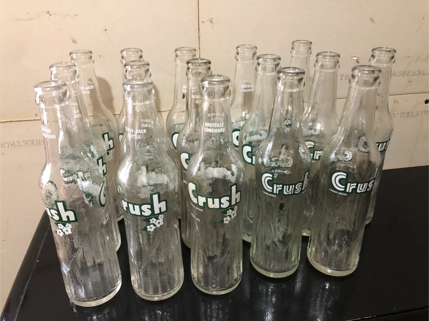 16 Vintage Glass Crush Soda Bottles