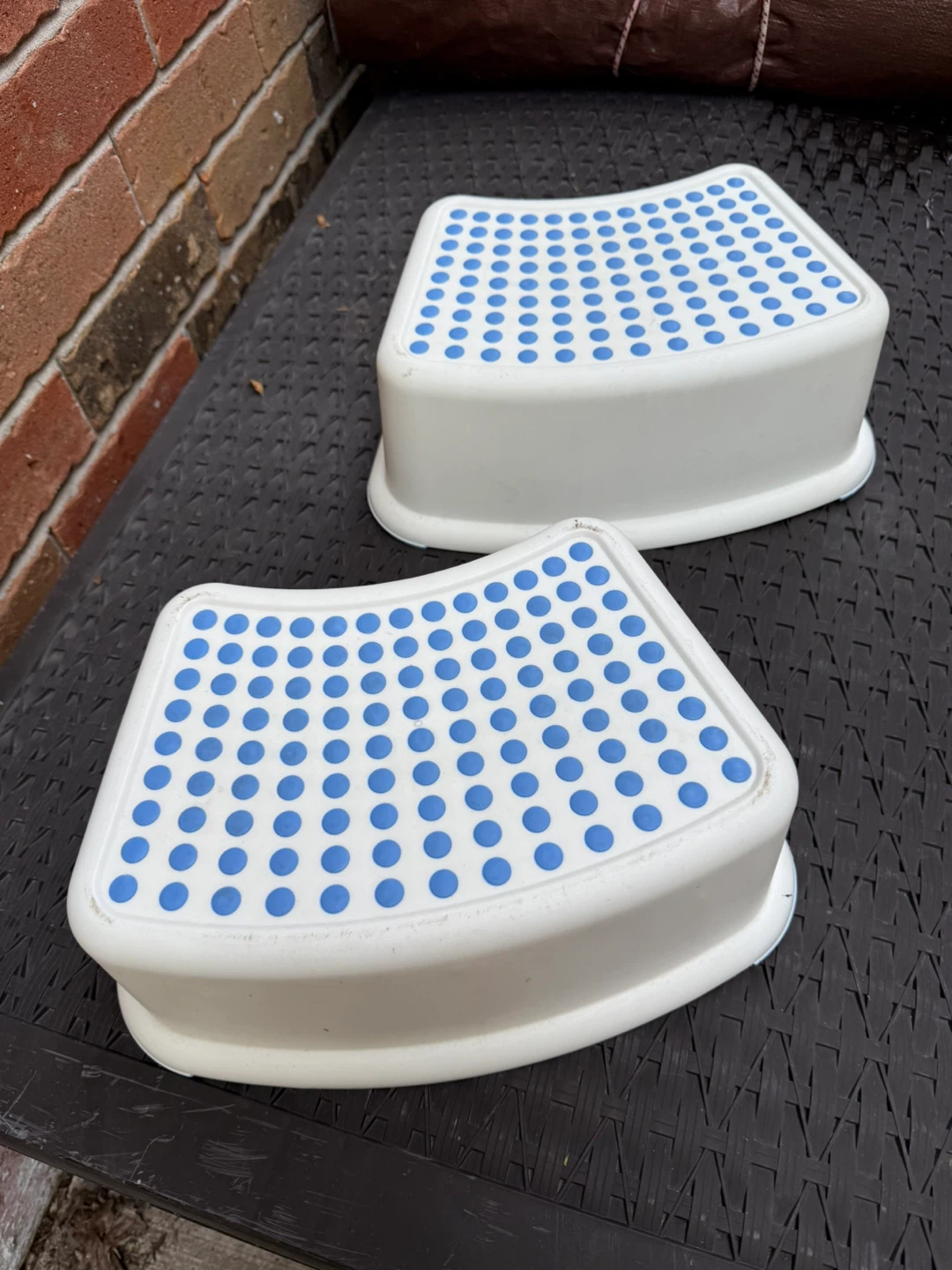 White & Blue Step Stools