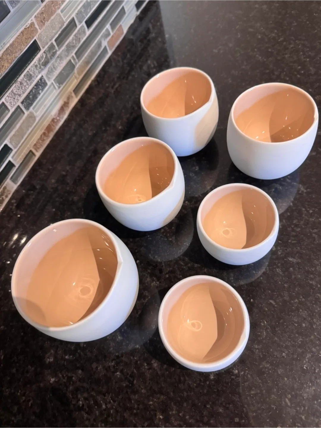 Set of 6 White & Beige Ceramic espresso cups image indicator(2)