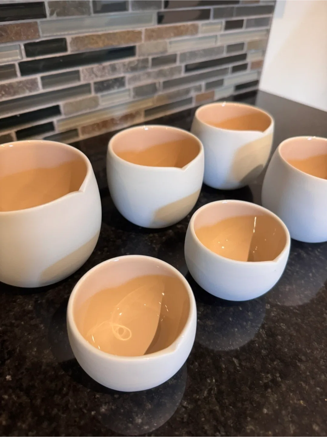 Set of 6 White & Beige Ceramic espresso cups image indicator(3)