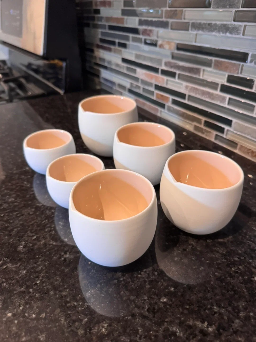 Set of 6 White & Beige Ceramic espresso cups image indicator(7)