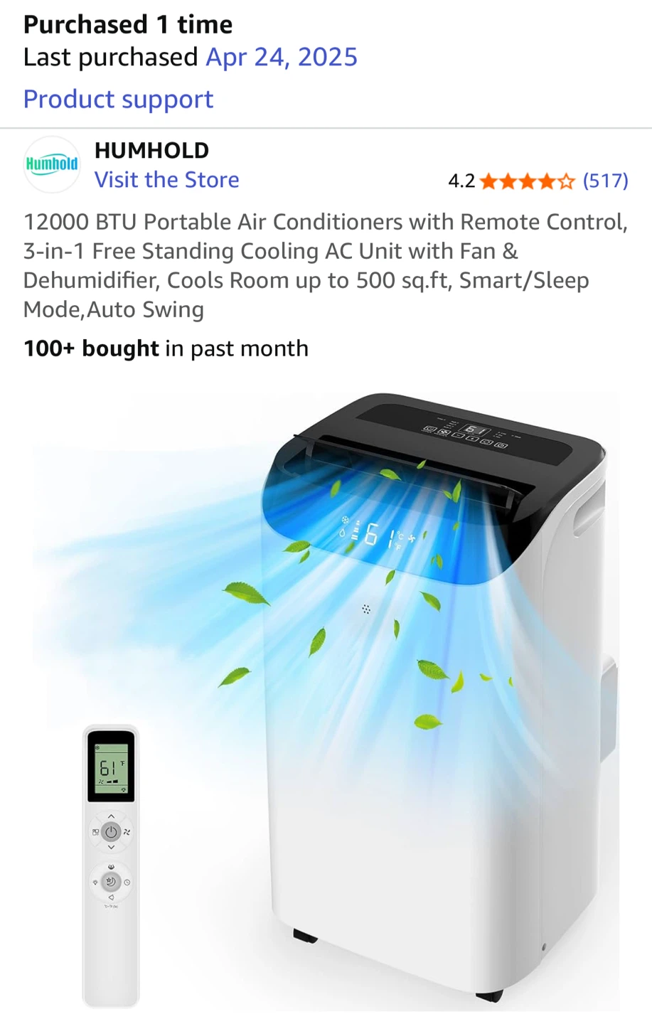 HUMHOLD 12000 BTU Portable Air Conditioner - photo 4