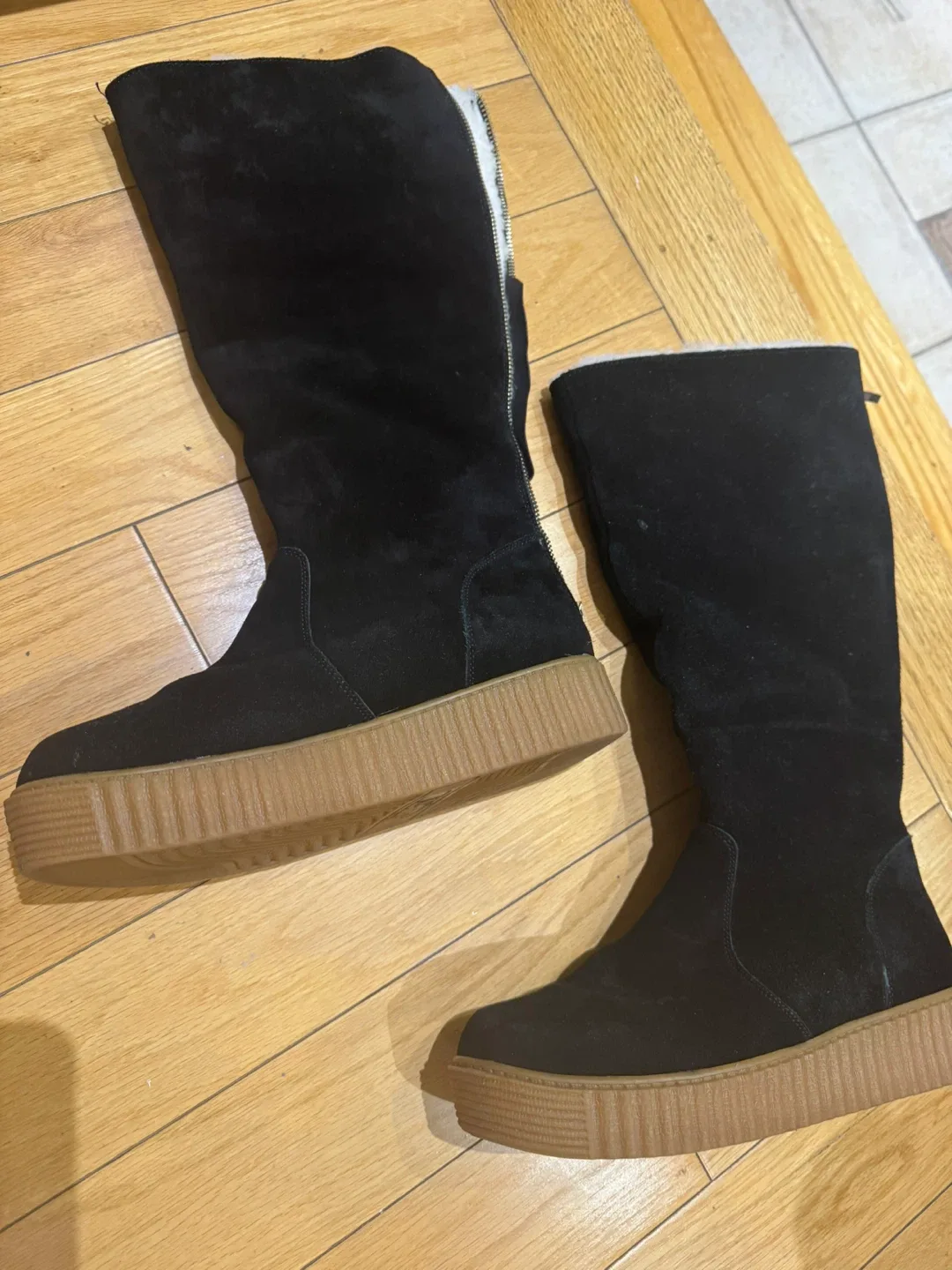 Black Suede Knee-High Boots thumbnail