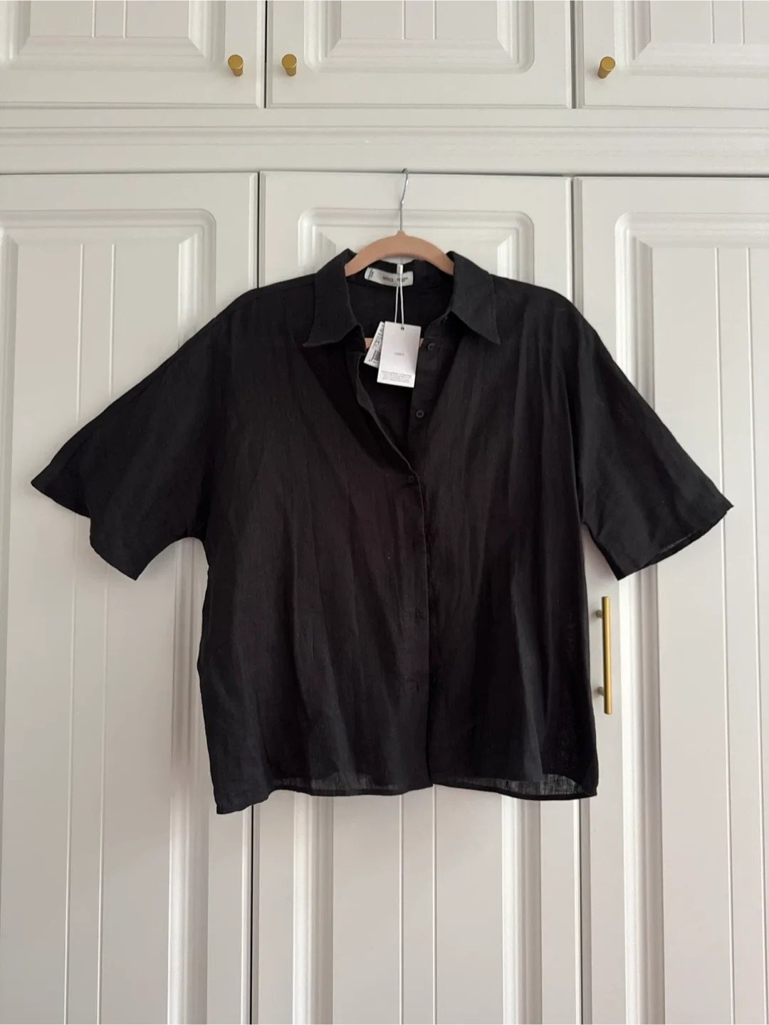New Mango Black Linen Shirt - Size M thumbnail