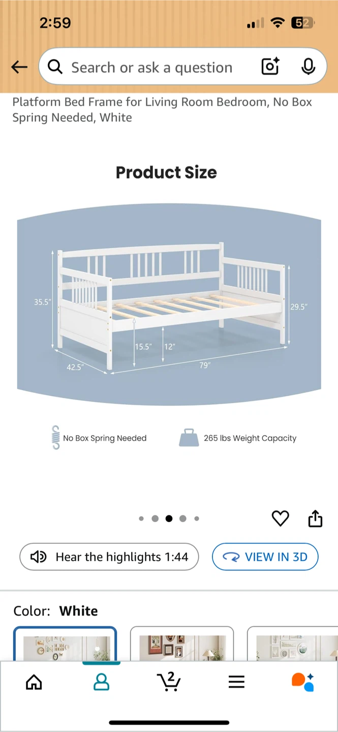 White Platform Bed Frame - photo 2