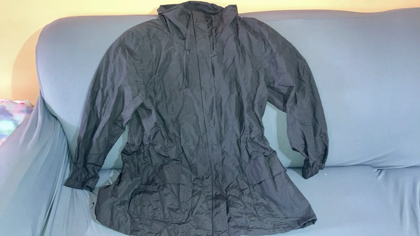 Eileen Fisher Black Hooded Coat - Size L thumbnail