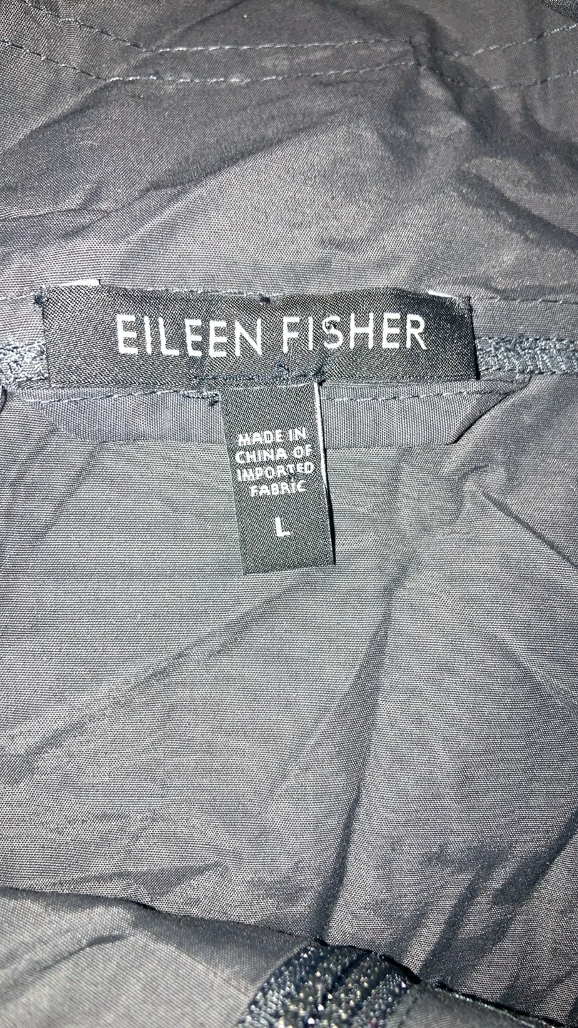 Eileen Fisher Black Hooded Coat - Size L image indicator(2)