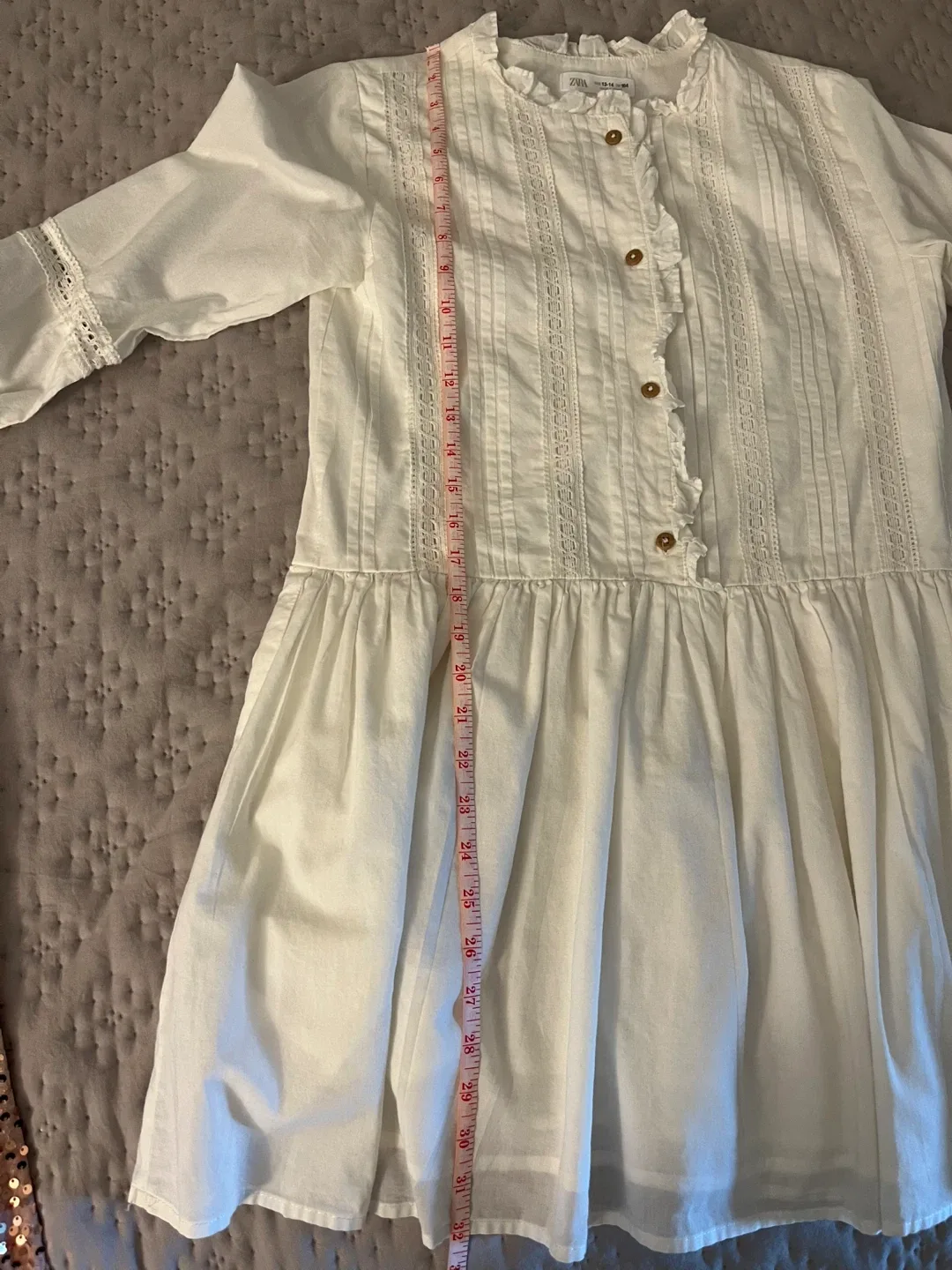 Zara White Dress Size 13-14 image indicator(4)