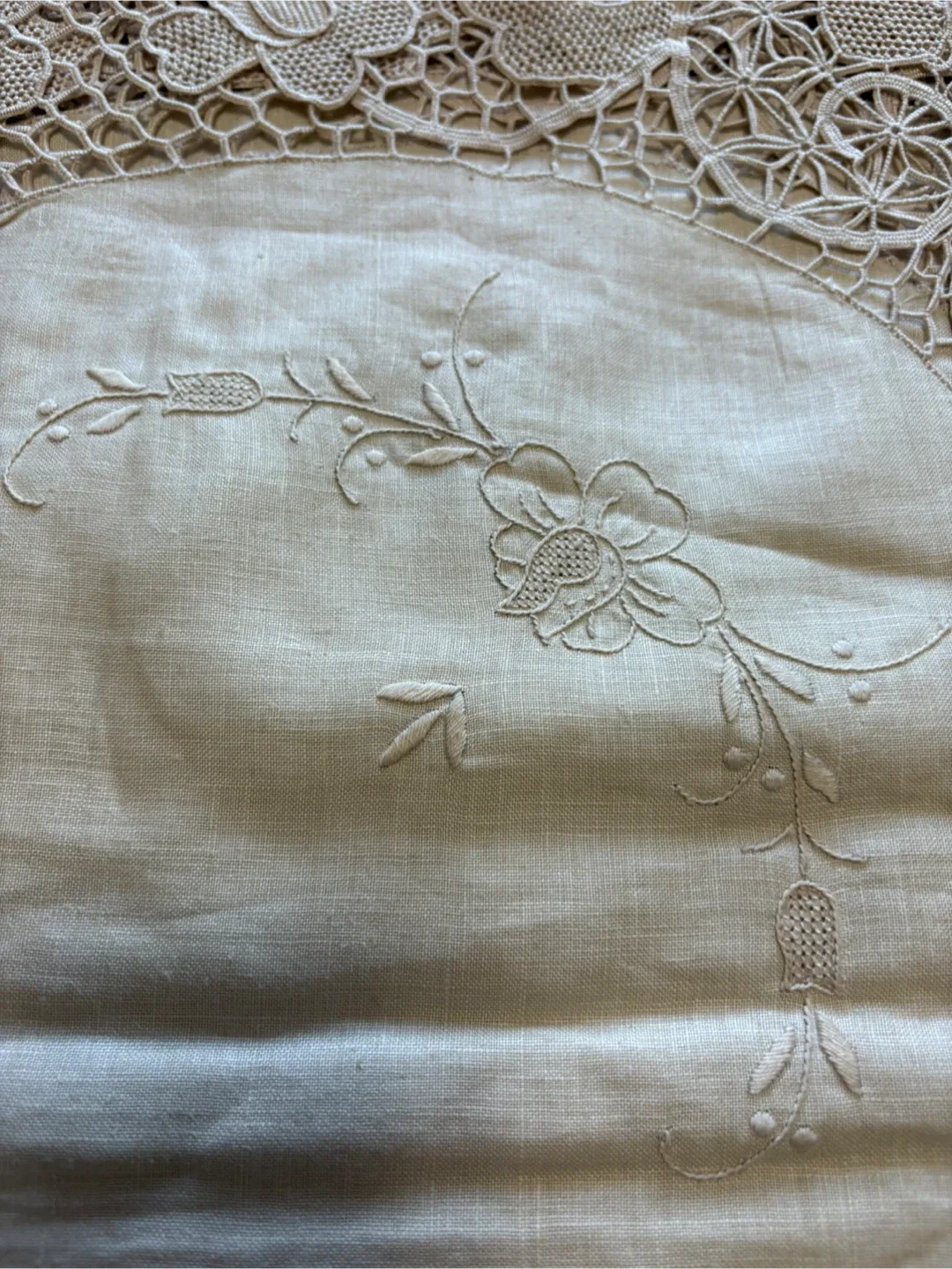 Reticella Table Linen set  - 72 x 108 inch image indicator(4)