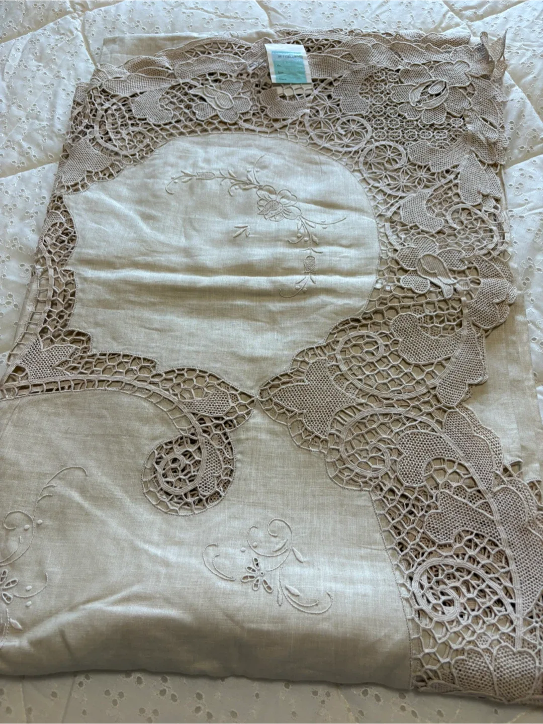 Reticella Table Linen set  - 72 x 108 inch image indicator(2)