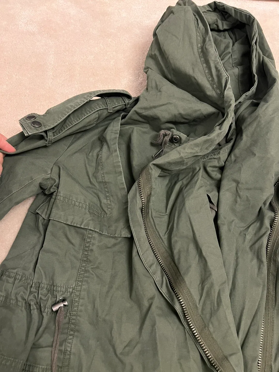 ASOS Olive Green Hooded Jacket - Size US 4 image indicator(3)
