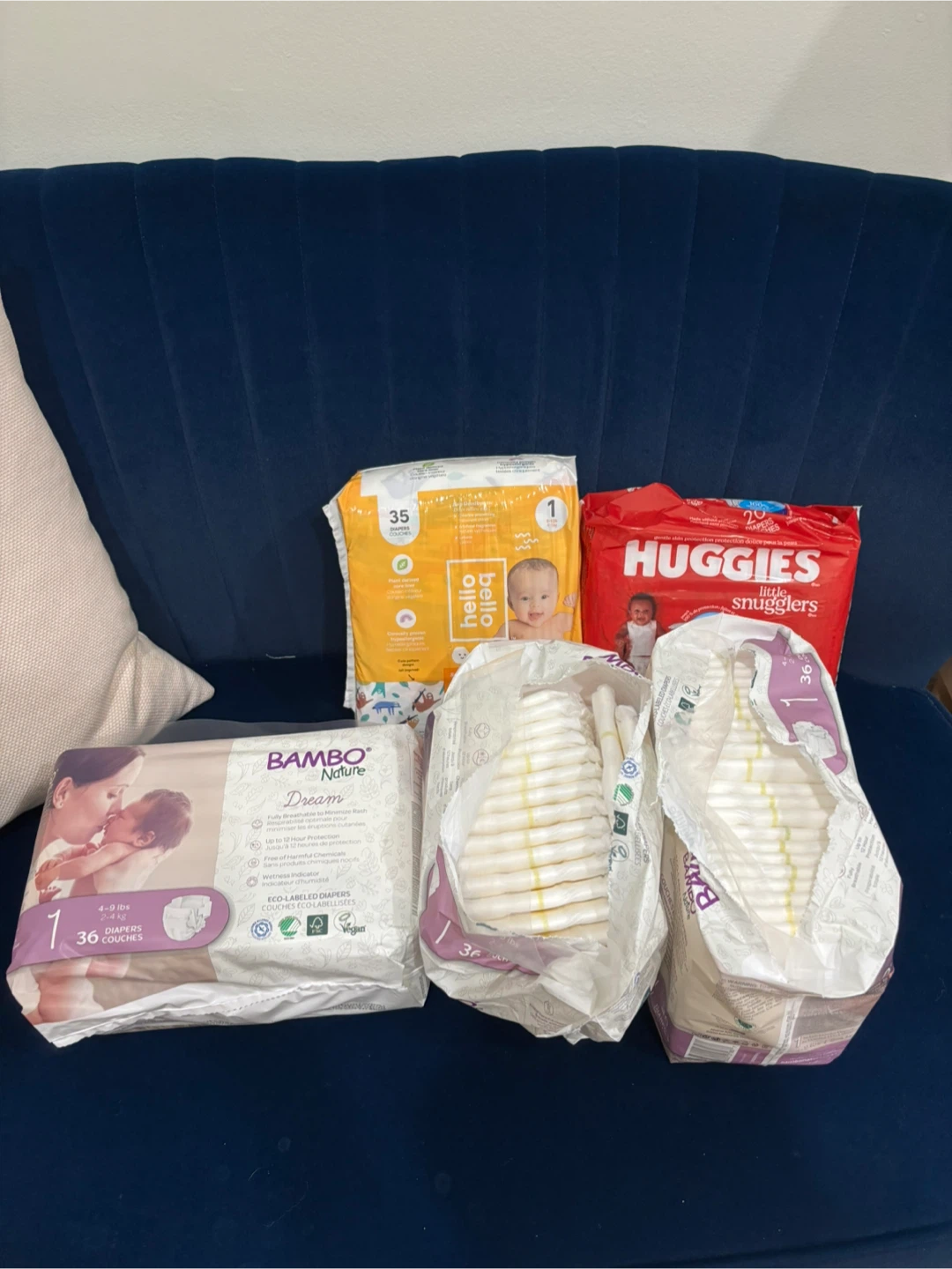 Diapers Size 1 - Hello Bello, Huggies, Bambo - photo 2