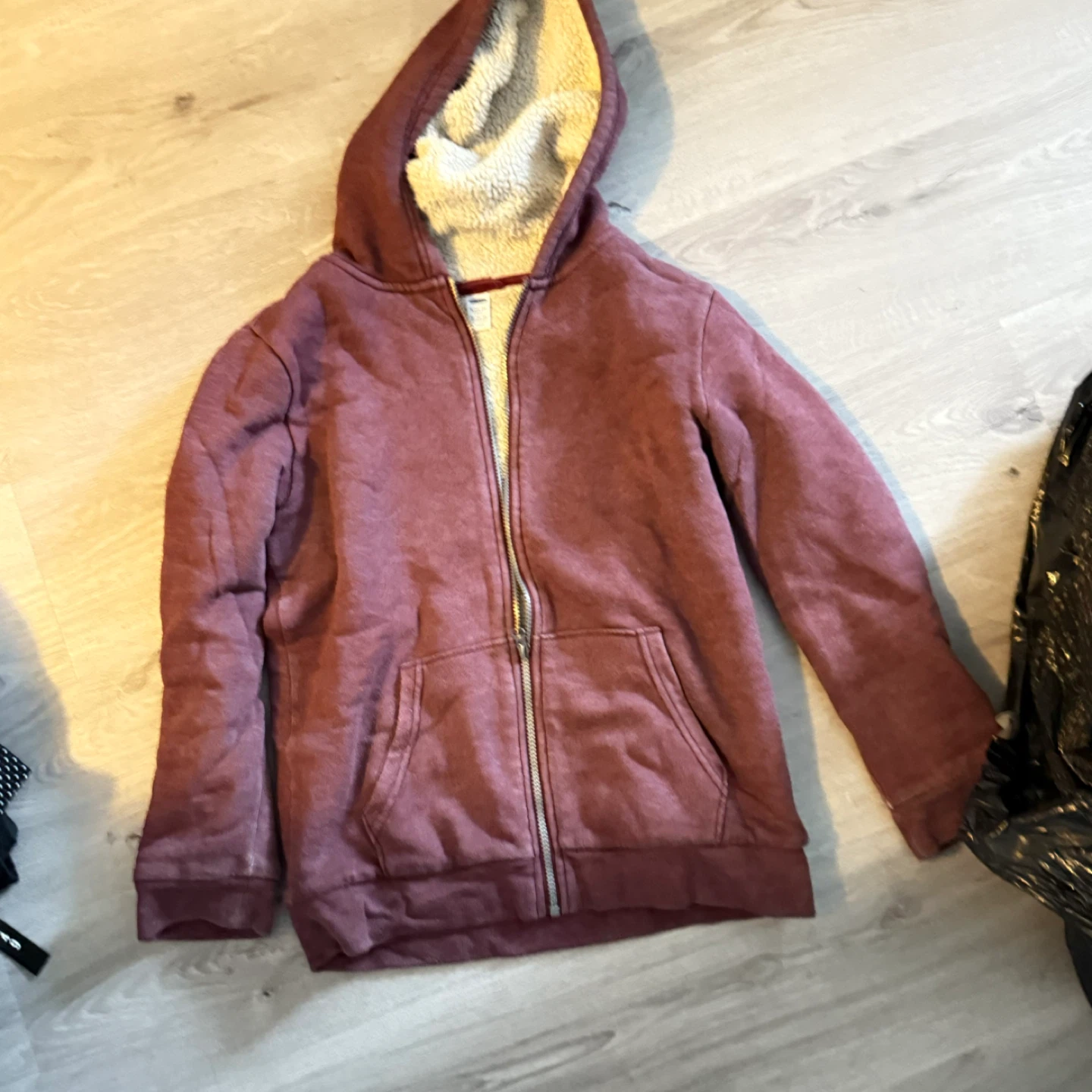 Old Navy Burgundy Sherpa-Lined Hoodie - Size L (10-12) - photo 2
