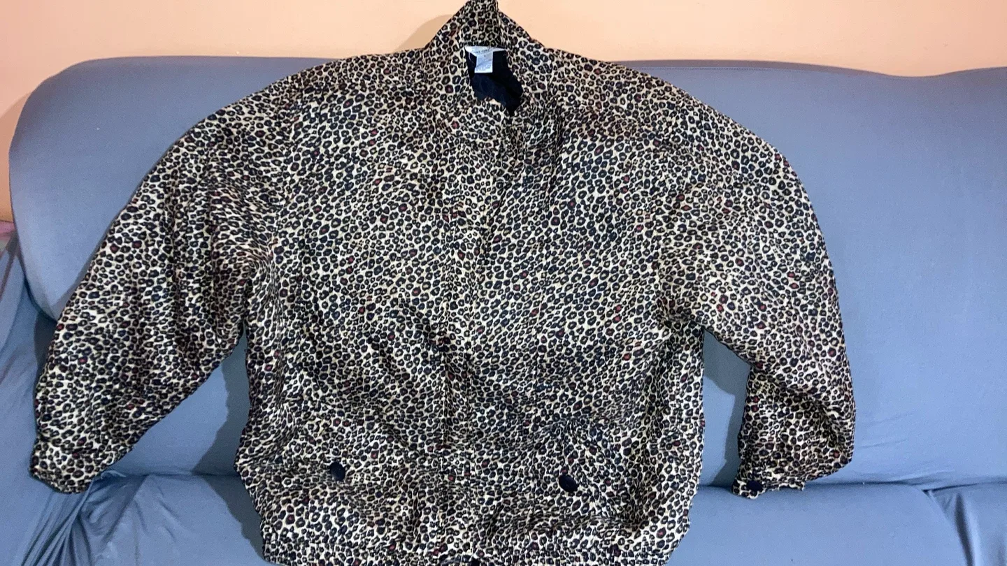 Anna and Frank Leopard Print Silk Jacket - Size L thumbnail