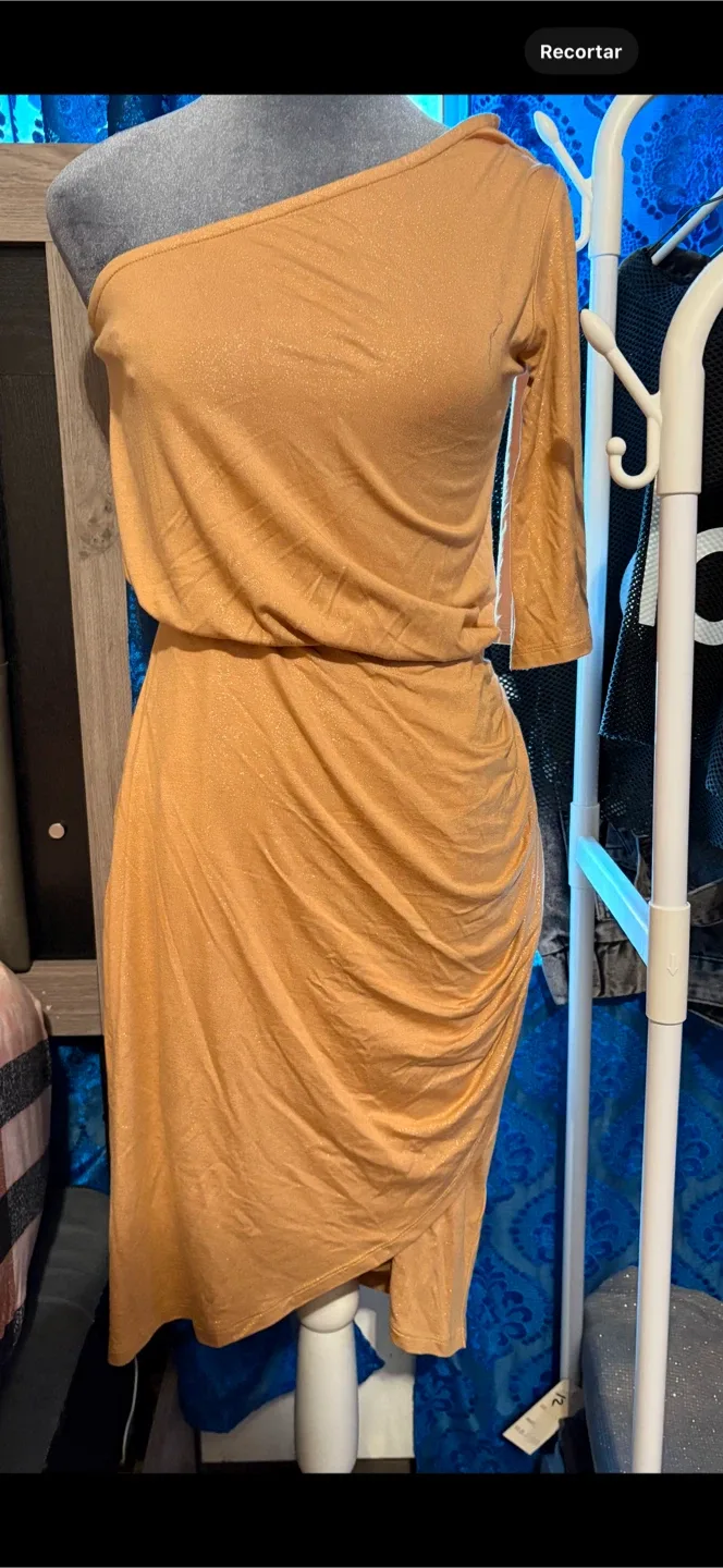 One-Shoulder Dress - Gold thumbnail